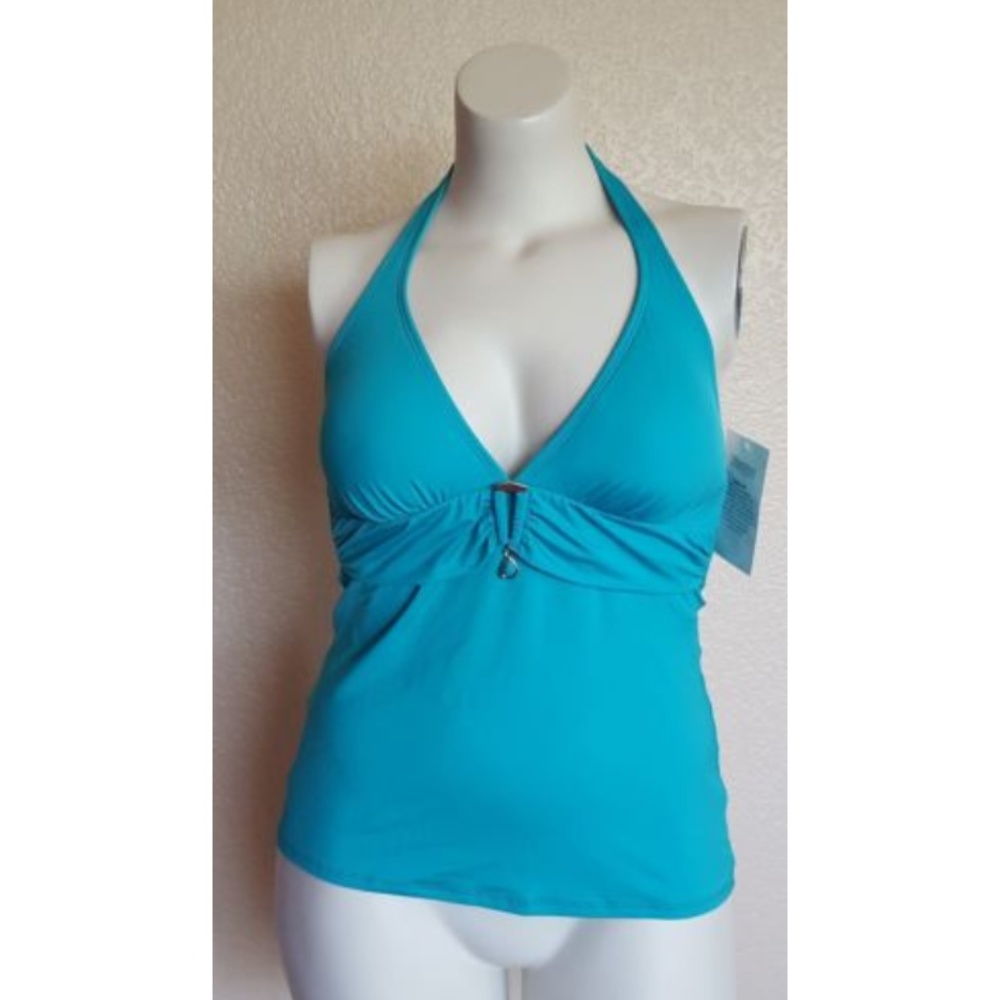 2Bamboo Halter Tankini Bikini Swimsuit Top M L XL Blue New